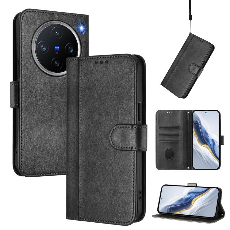 Line Splicing Buckle Retro Leather Phone Case, For vivo Y19s 4G Global, For vivo X200 Pro mini, For vivo Y100 5G IDN / T3 5G IDN, For vivo V40e 5G India / iQOO Z9s 5G, For vivo V40 5G / V40 Pro 5G Global, For vivo iQOO Z9s Pro 5G / T3 Pro 5G India