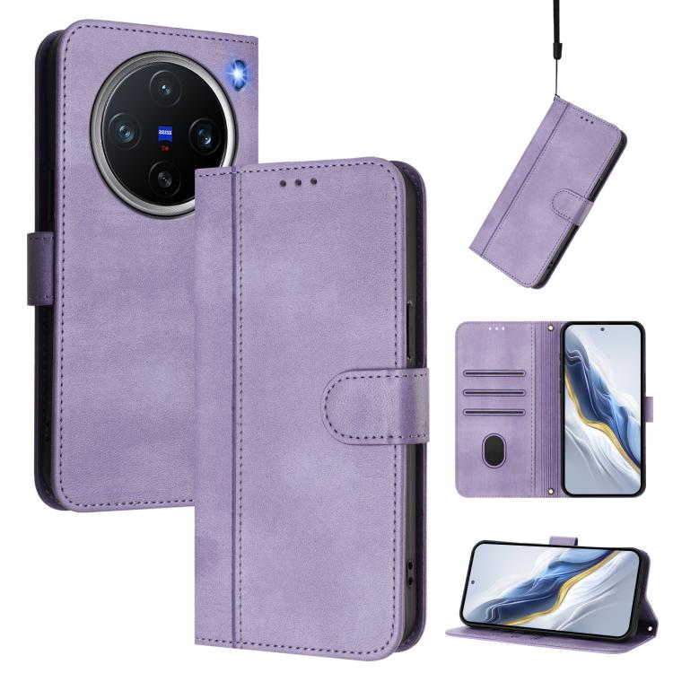 Line Splicing Buckle Retro Leather Phone Case, For vivo Y19s 4G Global, For vivo X200 Pro mini, For vivo Y100 5G IDN / T3 5G IDN, For vivo V40e 5G India / iQOO Z9s 5G, For vivo V40 5G / V40 Pro 5G Global, For vivo iQOO Z9s Pro 5G / T3 Pro 5G India