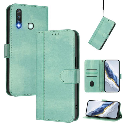 Line Splicing Buckle Retro Leather Phone Case, For vivo Y19 / U3 / Y5s / Z5i / U20, For vivo Y27 4G 2023 Global