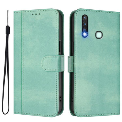 Line Splicing Buckle Retro Leather Phone Case, For vivo Y19 / U3 / Y5s / Z5i / U20, For vivo Y27 4G 2023 Global