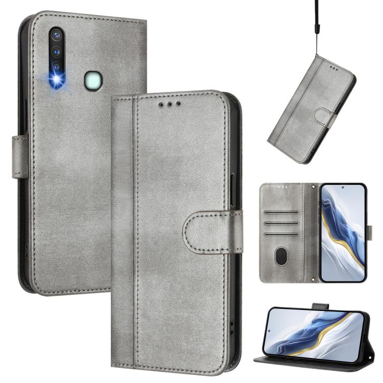 Line Splicing Buckle Retro Leather Phone Case, For vivo Y19 / U3 / Y5s / Z5i / U20, For vivo Y27 4G 2023 Global