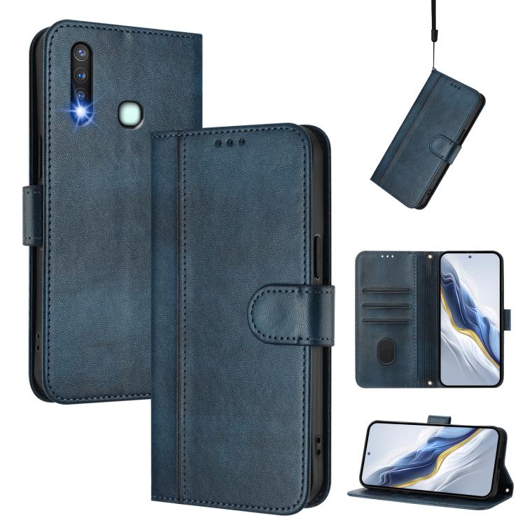 Line Splicing Buckle Retro Leather Phone Case, For vivo Y19 / U3 / Y5s / Z5i / U20, For vivo Y27 4G 2023 Global