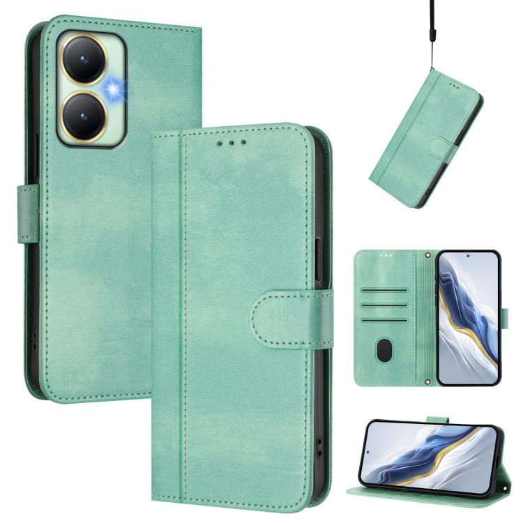 Line Splicing Buckle Retro Leather Phone Case, For vivo Y19 / U3 / Y5s / Z5i / U20, For vivo Y27 4G 2023 Global