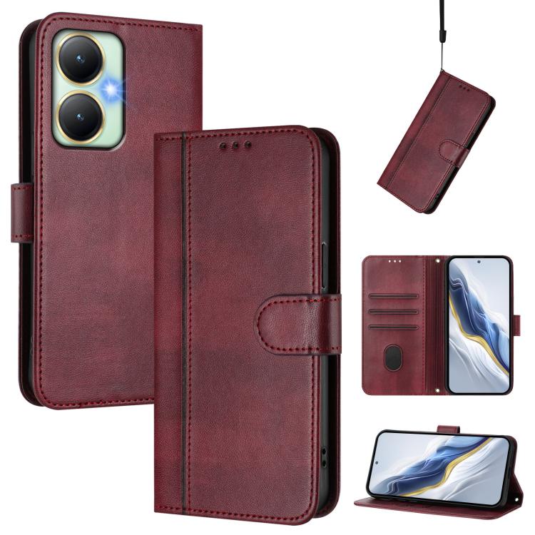 Line Splicing Buckle Retro Leather Phone Case, For vivo Y19 / U3 / Y5s / Z5i / U20, For vivo Y27 4G 2023 Global