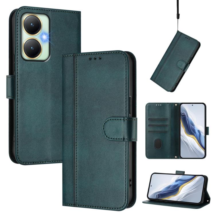 Line Splicing Buckle Retro Leather Phone Case, For vivo Y19 / U3 / Y5s / Z5i / U20, For vivo Y27 4G 2023 Global