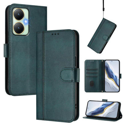 Line Splicing Buckle Retro Leather Phone Case, For vivo Y19 / U3 / Y5s / Z5i / U20, For vivo Y27 4G 2023 Global