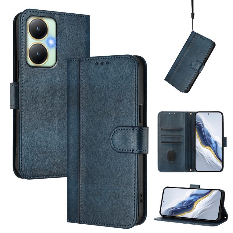 Line Splicing Buckle Retro Leather Phone Case, For vivo Y19 / U3 / Y5s / Z5i / U20, For vivo Y27 4G 2023 Global