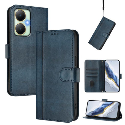 Line Splicing Buckle Retro Leather Phone Case, For vivo Y19 / U3 / Y5s / Z5i / U20, For vivo Y27 4G 2023 Global