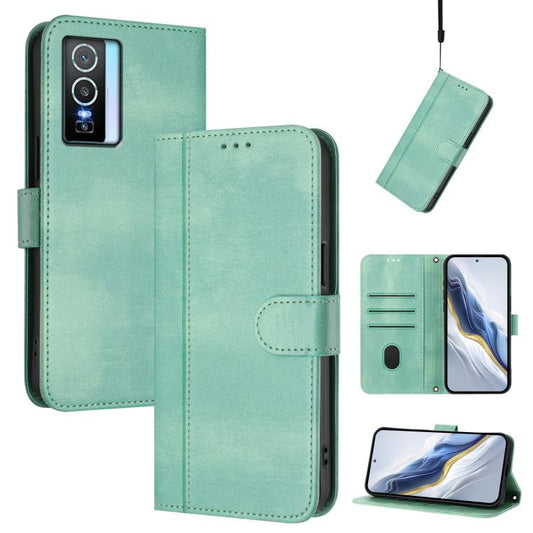 Line Splicing Buckle Retro Leather Phone Case, For vivo Y76 5G, For vivo Y73 2021, For vivo Y52s 5G / iQOO U3 / Y31s 5G, For vivo Y31 4G 2021 India / Y51A 2021, For vivo Y70s, For vivo Y30 4G Global