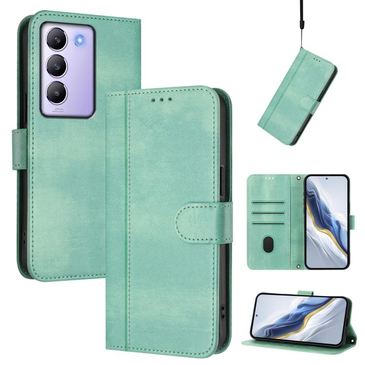Line Splicing Buckle Retro Leather Phone Case, For vivo Y19s 4G Global, For vivo X200 Pro mini, For vivo Y100 5G IDN / T3 5G IDN, For vivo V40e 5G India / iQOO Z9s 5G, For vivo V40 5G / V40 Pro 5G Global, For vivo iQOO Z9s Pro 5G / T3 Pro 5G India