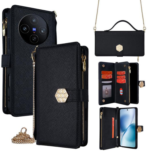 Crossbody Handle Cross Texture Leather Phone Case, For vivo X200s 5G, For vivo V50 5G