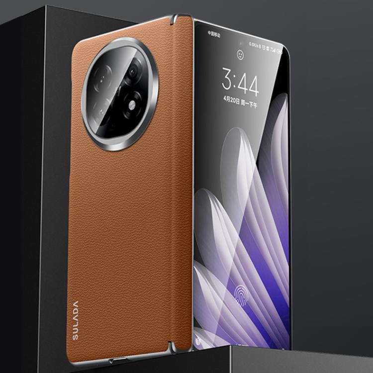 SULADA Frameless Top Layer Cowhide Leather Hybrid PC Phone Case, For OPPO Find N5