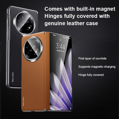 SULADA Frameless Top Layer Cowhide Leather Hybrid PC Phone Case, For OPPO Find N5