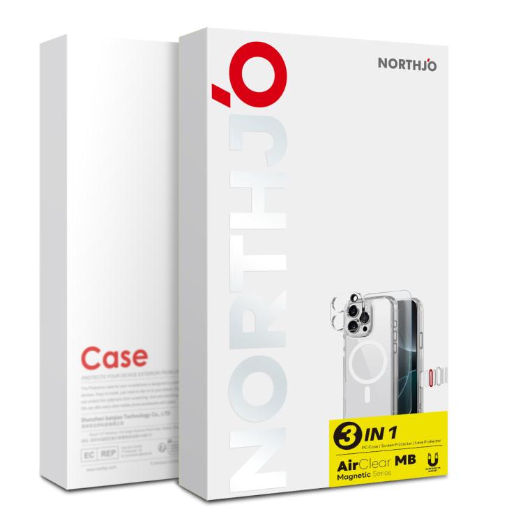NORTHJO 3 in 1 PC Magnetic Phone Case with Screen Film and Lens Film, For iPhone 16 Pro Max, For iPhone 16 Pro, For iPhone 16 Plus, For iPhone 16