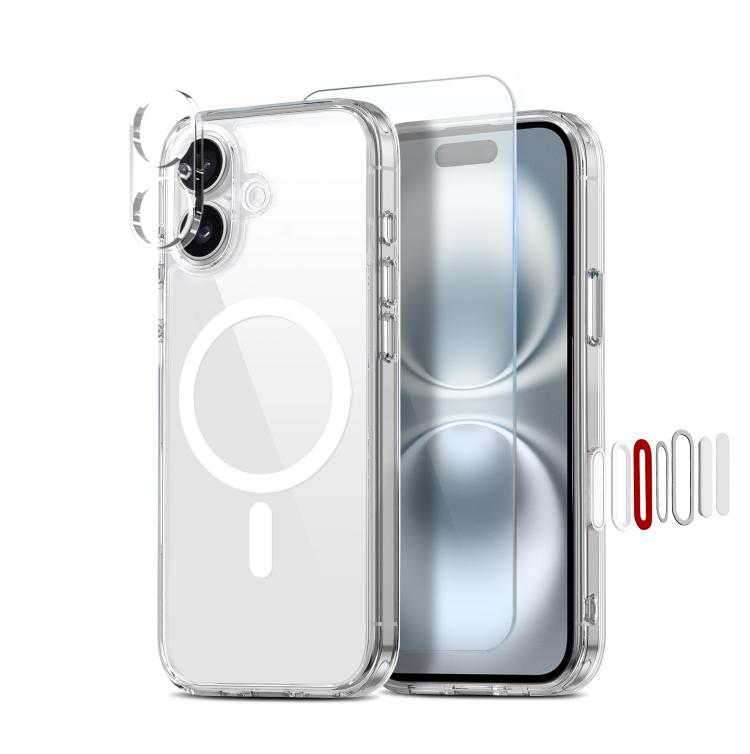 NORTHJO 3 in 1 PC Magnetic Phone Case with Screen Film and Lens Film, For iPhone 16 Pro Max, For iPhone 16 Pro, For iPhone 16 Plus, For iPhone 16