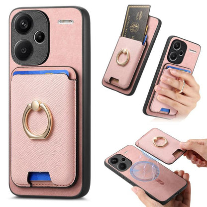 Retro Cross Leather Ring Vertical Insert Card Bag MagSafe Phone Case, For Redmi Note 13 Pro+ 5G, For Redmi K60 Ultra, For Xiaomi 13T Pro 5G, For Xiaomi 13T 5G, For Redmi Note 13 Pro 4G / Poco M6 Pro 4G, For Redmi K70E / Poco X6 Pro 5G
