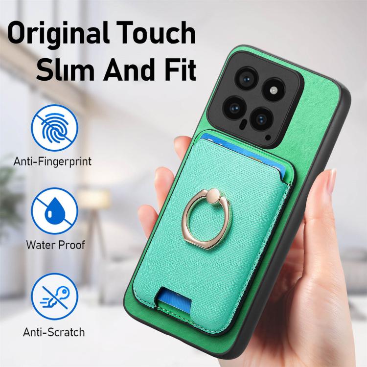 Retro Cross Leather Ring Vertical Insert Card Bag MagSafe Phone Case, For Redmi Note 13 Pro+ 5G, For Redmi K60 Ultra, For Xiaomi 13T Pro 5G, For Xiaomi 13T 5G, For Redmi Note 13 Pro 4G / Poco M6 Pro 4G, For Redmi K70E / Poco X6 Pro 5G