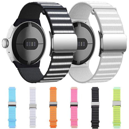 Magnetic Buckle Reflective Nylon Watch Band, 18mm