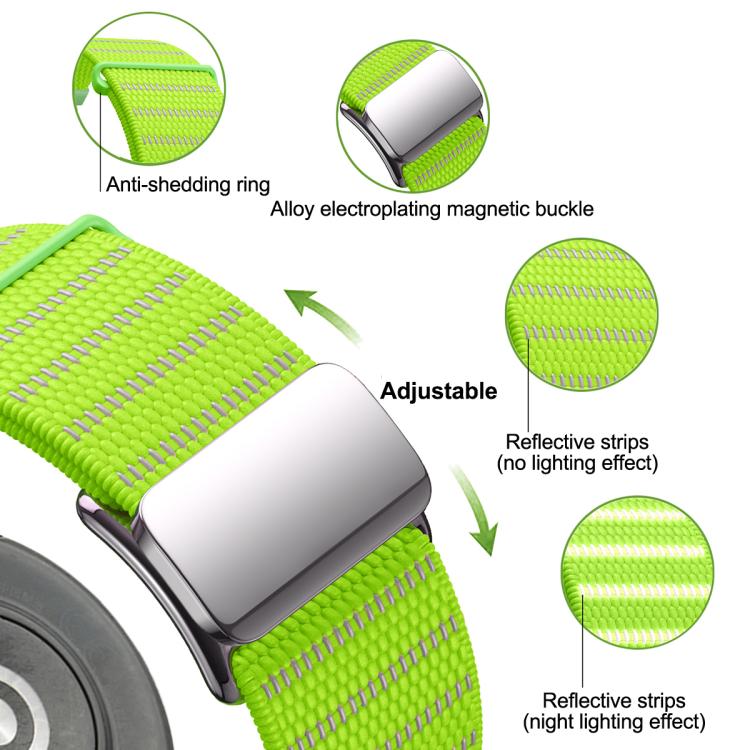 Magnetic Buckle Reflective Nylon Watch Band, 18mm