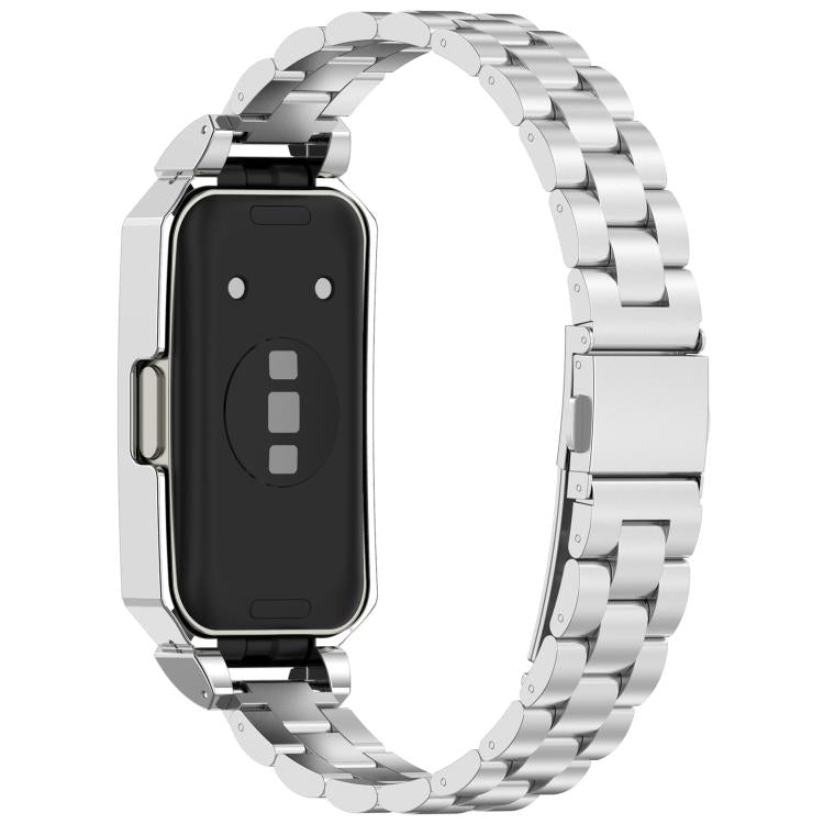 Watch Frame Integrated Three Beads Stainless Steel Watch Band, For Huawei Band 10 / 10 NFC / 9 / 9 NFC
