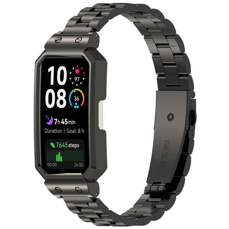 Watch Frame Integrated Three Beads Stainless Steel Watch Band, For Huawei Band 10 / 10 NFC / 9 / 9 NFC