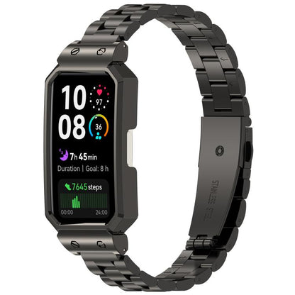 Watch Frame Integrated Three Beads Stainless Steel Watch Band, For Huawei Band 10 / 10 NFC / 9 / 9 NFC