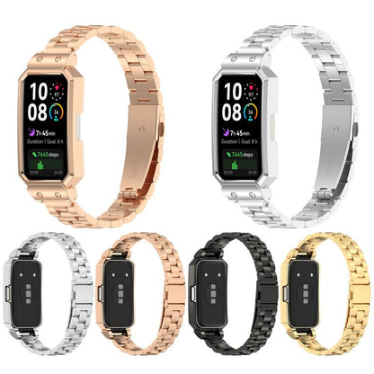 Watch Frame Integrated Three Beads Stainless Steel Watch Band, For Huawei Band 10 / 10 NFC / 9 / 9 NFC