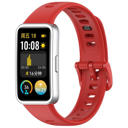 Metal Head Black Nail Button Glossy Silicone Watch Band, For Huawei Band 10 / 9 / 8