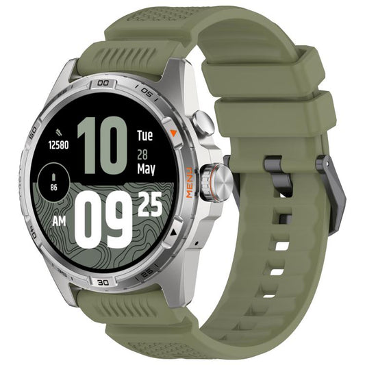 Black Steel Buckle Silicone Watch Band, For Ticwatch Atlas / Pro 5 Enduro