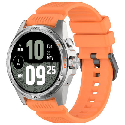 Black Steel Buckle Silicone Watch Band, For Ticwatch Atlas / Pro 5 Enduro