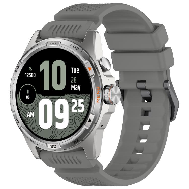 Black Steel Buckle Silicone Watch Band, For Ticwatch Atlas / Pro 5 Enduro