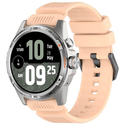 Black Steel Buckle Silicone Watch Band, For Ticwatch Atlas / Pro 5 Enduro