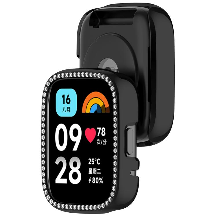 Single Row Diamond Half Coverage Hollow PC Watch Protective Case, For Redmi Watch 3 / Watch 3 Lite