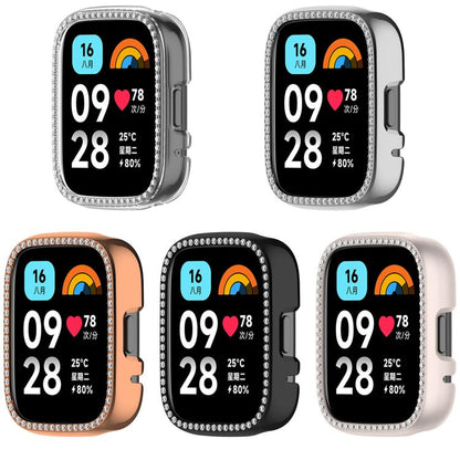 Single Row Diamond Half Coverage Hollow PC Watch Protective Case, For Redmi Watch 3 / Watch 3 Lite