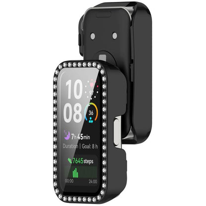 Single Row Diamond Tempered Film Integrated PC Watch Case, For Huawei Band 10 / 9 / 8