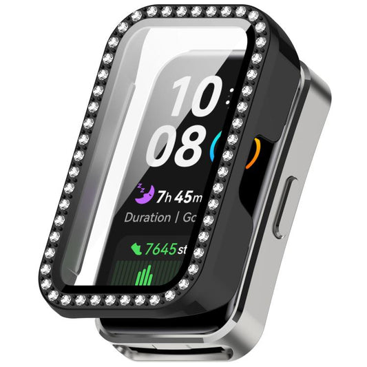 Single Row Diamond Tempered Film Integrated PC Watch Case, For Huawei Band 10 / 9 / 8