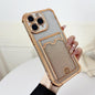 Four-cornered Glitter Electroplated Card Bag TPU Phone Case, For iPhone 11 Pro