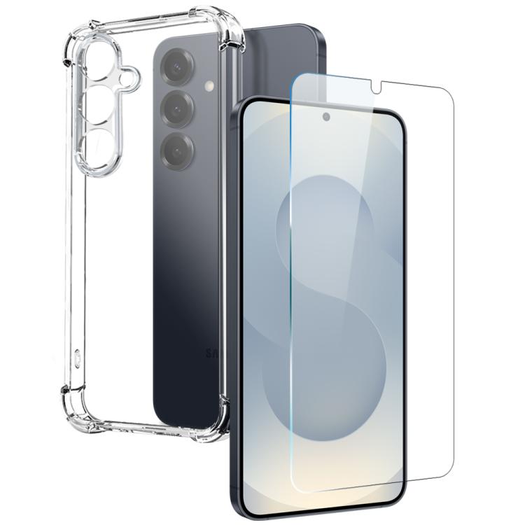 NORTHJO 2 in 1 TPU Airbag Shockproof Phone Case with Screen Film, For Samsung Galaxy S25 Edge 5G, For Samsung Galaxy S25 5G, For Samsung Galaxy S25+ 5G, For Samsung Galaxy S25 Ultra 5G