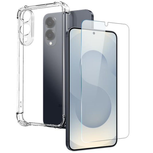 NORTHJO 2 in 1 TPU Airbag Shockproof Phone Case with Screen Film, For Samsung Galaxy S25 Edge 5G, For Samsung Galaxy S25 5G, For Samsung Galaxy S25+ 5G, For Samsung Galaxy S25 Ultra 5G