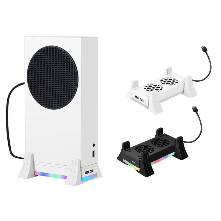 For XBOX Series S Console Base Cooling Fan Built-in LED Light Strip, Base Cooling Fan White, Base Cooling Fan Black