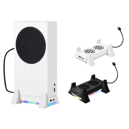 For XBOX Series S Console Base Cooling Fan Built-in LED Light Strip, Base Cooling Fan White, Base Cooling Fan Black