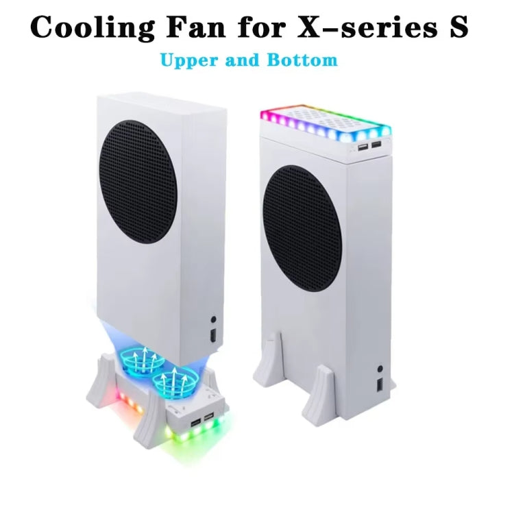 For XBOX Series S Console Base Cooling Fan Built-in LED Light Strip, Base Cooling Fan White, Base Cooling Fan Black