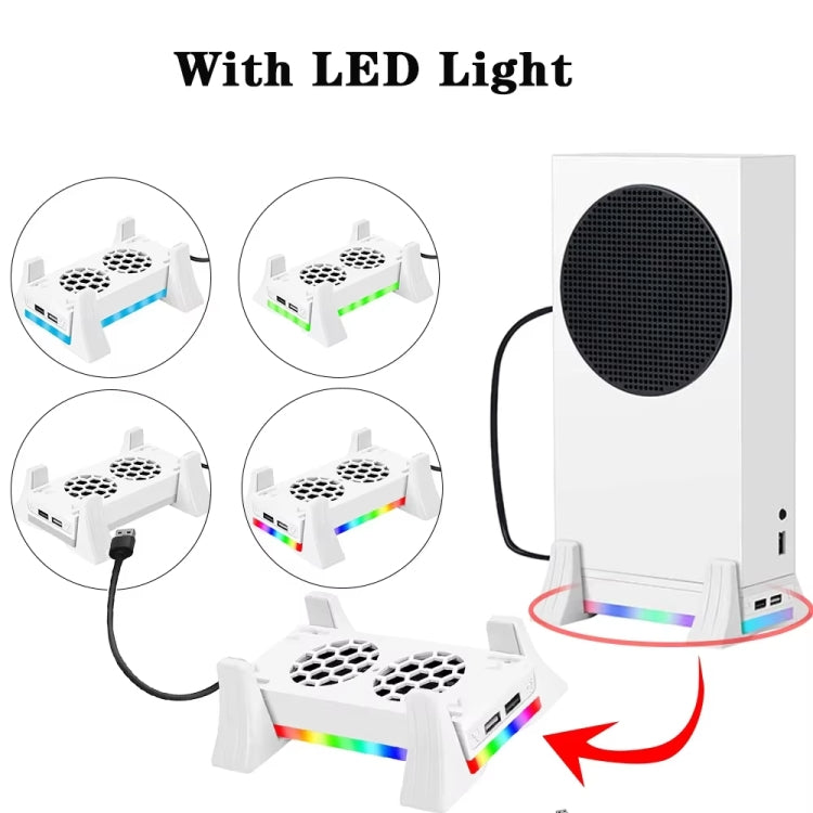 For XBOX Series S Console Base Cooling Fan Built-in LED Light Strip, Base Cooling Fan White, Base Cooling Fan Black