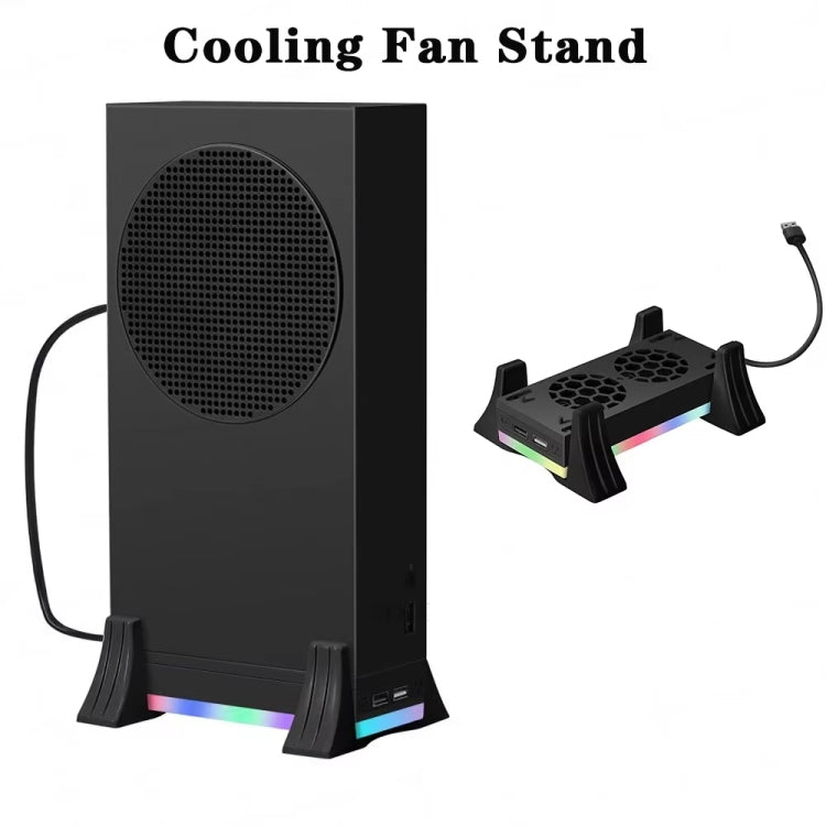 For XBOX Series S Console Base Cooling Fan Built-in LED Light Strip, Base Cooling Fan White, Base Cooling Fan Black