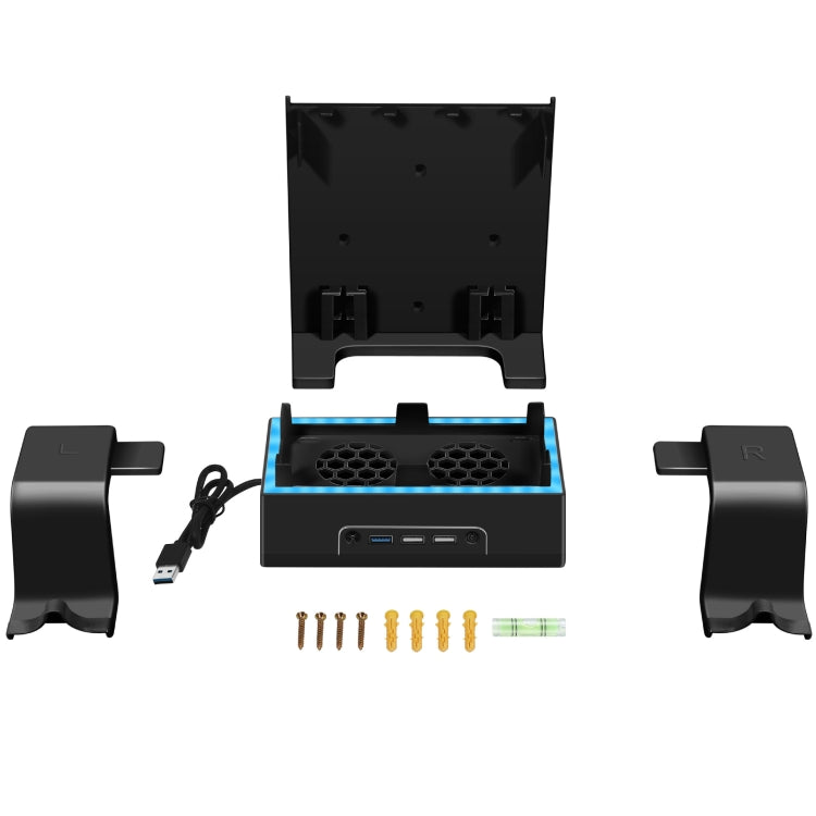 For XBOX Series S Wall Mounted Cooling RGB Multi-function Base With Fan and Hook, Wall Mounted Rack
