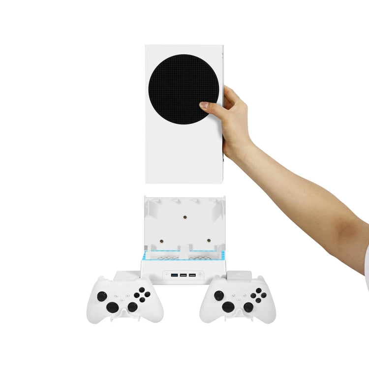 For XBOX Series S Wall Mounted Cooling RGB Multi-function Base With Fan and Hook, Wall Mounted Rack