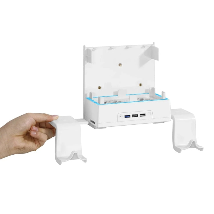 For XBOX Series S Wall Mounted Cooling RGB Multi-function Base With Fan and Hook, Wall Mounted Rack