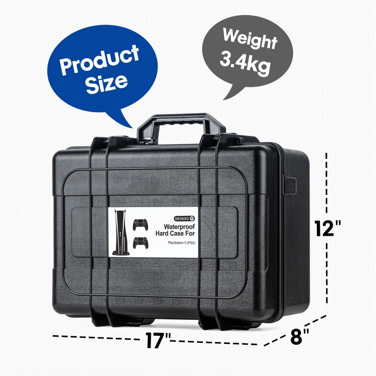 DEVASO Game Console Storage Box Hard-shell Waterproof Handheld Case, For PS5