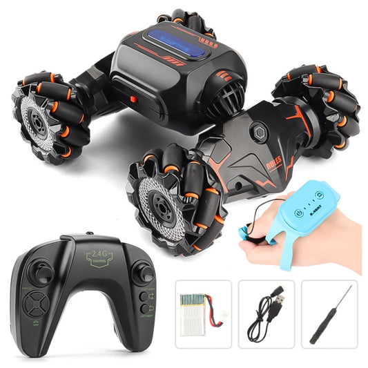 Children RC Car Toy Lights Electric Gesture Sensor Remote Control Twisting Stunt Car, Orange Dual RC, Green Dual RC, Orange Single RC, Green Single RC