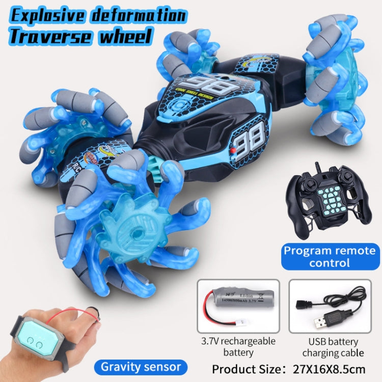 2.4G Gesture Sensor Twist Stunt RC Car Drift 4WD Climbing Transformation Toy Car With Music Led Lights, 1:14